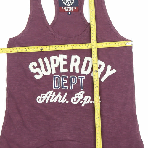 Superdry Men Purple XS Sleeveless Graphic Sports T-Shirt