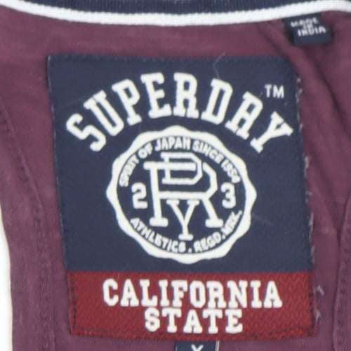 Superdry Men Purple XS Sleeveless Graphic Sports T-Shirt