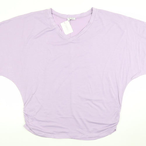 Tamsy Women’s Purple Relaxed Fit V-Neck Dolman Sleeve T-Shirt L