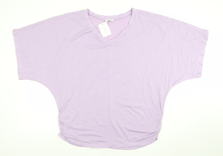 Tamsy Women’s Purple Relaxed Fit V-Neck Dolman Sleeve T-Shirt L