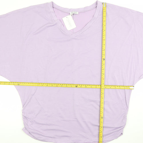 Tamsy Women’s Purple Relaxed Fit V-Neck Dolman Sleeve T-Shirt L