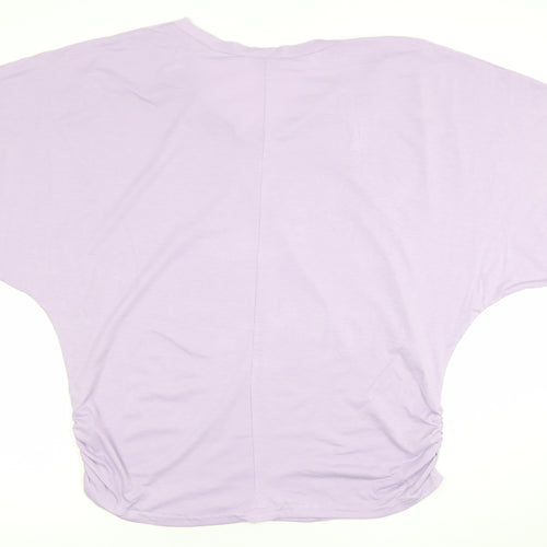 Tamsy Women’s Purple Relaxed Fit V-Neck Dolman Sleeve T-Shirt L