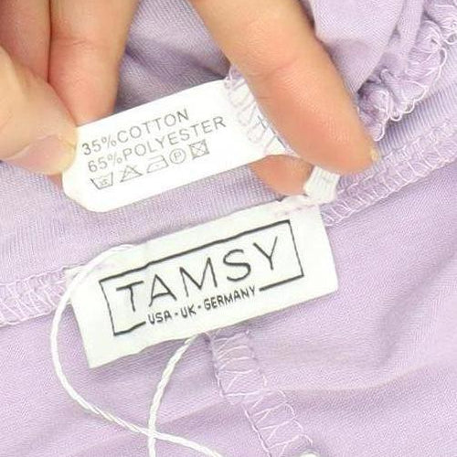Tamsy Women’s Purple Relaxed Fit V-Neck Dolman Sleeve T-Shirt L