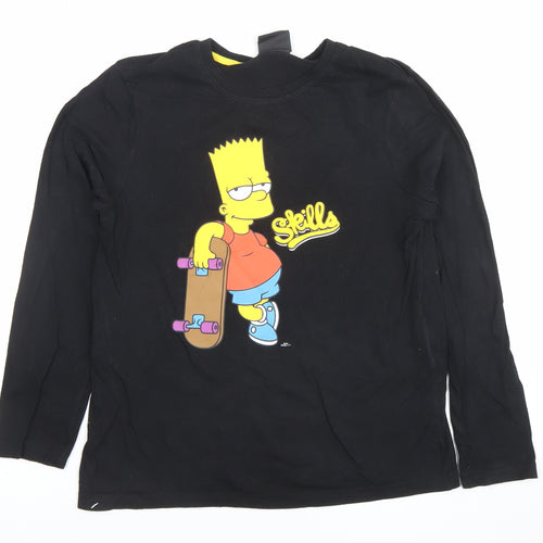 The Simpsons Boys Black Long Sleeve Bart Simpson Graphic T-Shirt 10 Years
