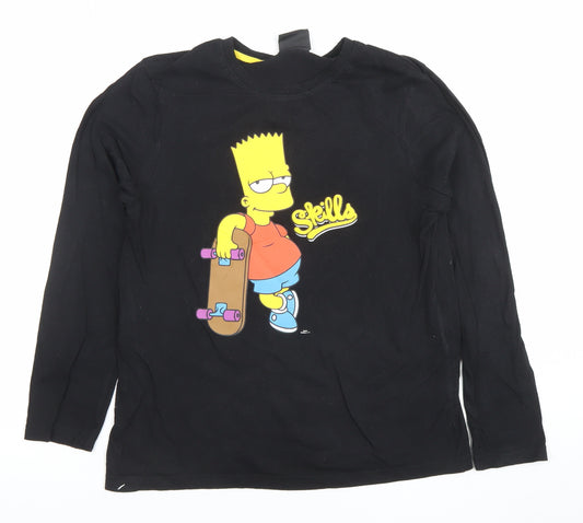 The Simpsons Boys Black Long Sleeve Bart Simpson Graphic T-Shirt 10 Years