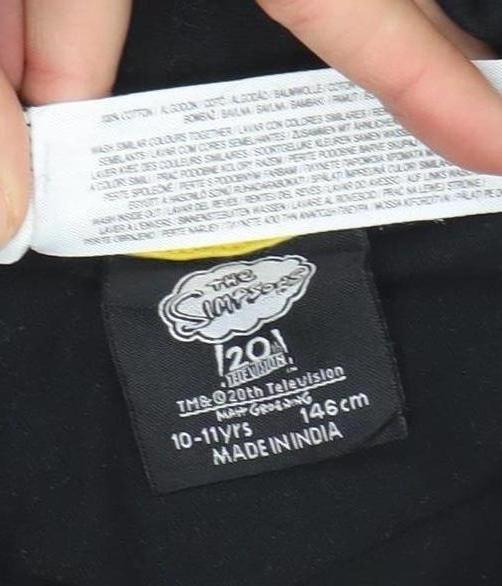 The Simpsons Boys Black Long Sleeve Bart Simpson Graphic T-Shirt 10 Years