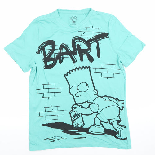 The Simpsons Boys Blue Bart Simpson T-Shirt 13-14 Years Short Sleeve Graphic Tee