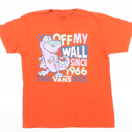 Vans Boys Orange Classic Fit Graphic Print Short Sleeve Cotton T-Shirt Size 7XL