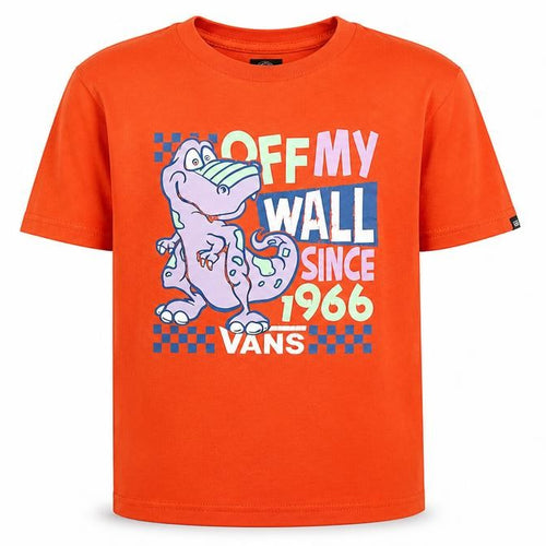 Vans Boys Orange Classic Fit Graphic Print Short Sleeve Cotton T-Shirt Size 7XL