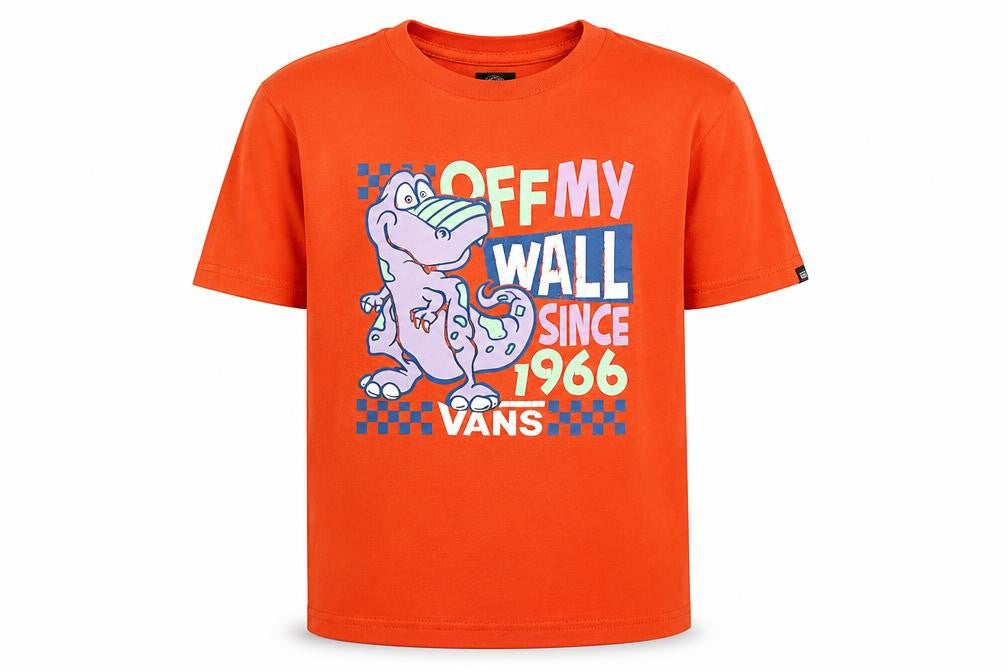 Vans Boys Orange Classic Fit Graphic Print Short Sleeve Cotton T-Shirt Size 7XL