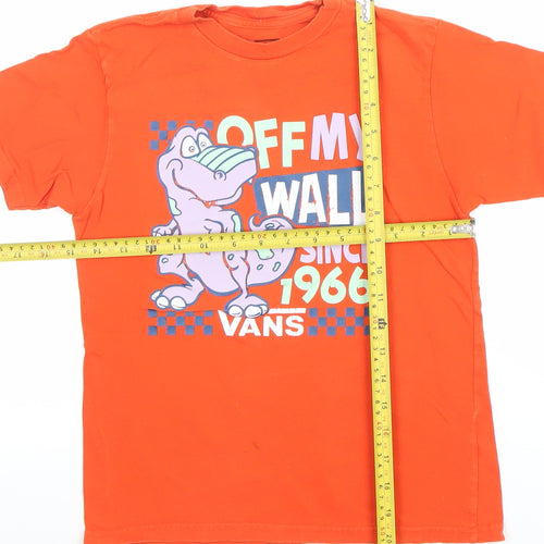 Vans Boys Orange Classic Fit Graphic Print Short Sleeve Cotton T-Shirt Size 7XL