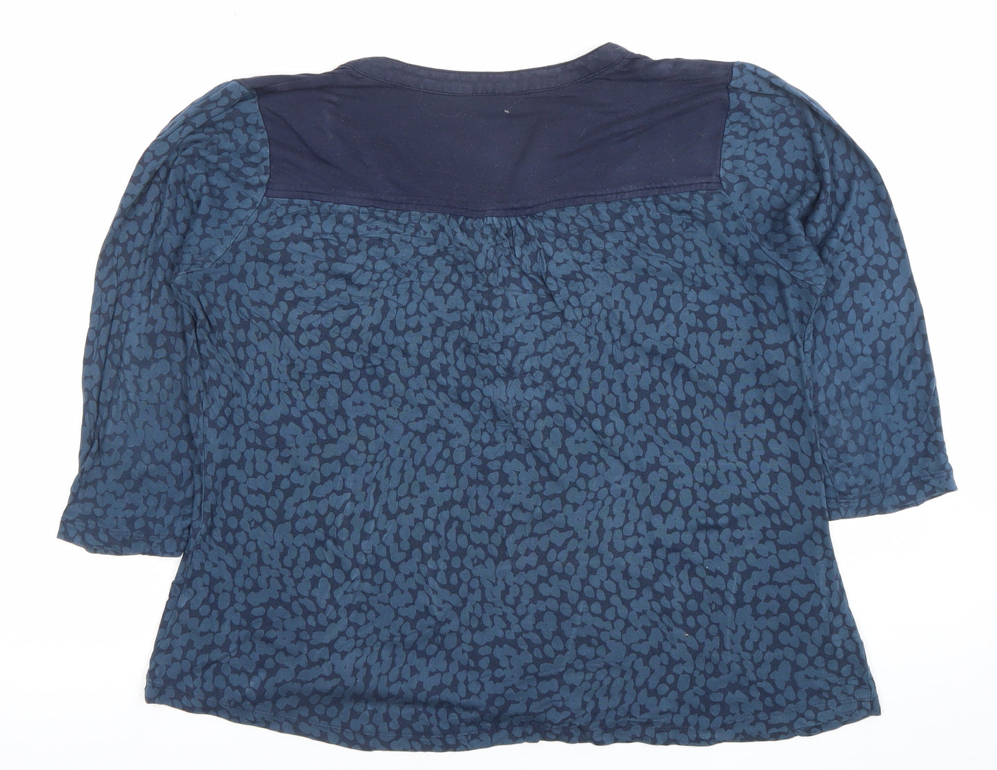 BHS Womens Blue Animal Print 3/4 Sleeve Henley Tunic Blouse Size 14