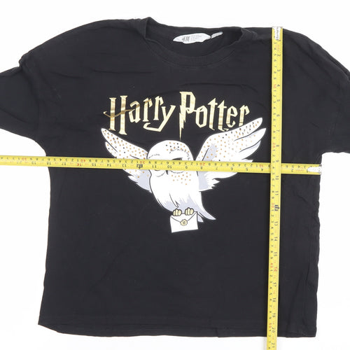 H&M Girls Harry Potter Black Long Sleeve Cotton Graphic T-Shirt 14 Years