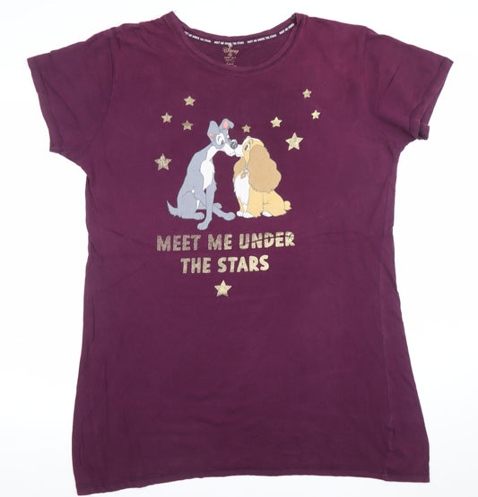 Disney Women Purple Lady and the Tramp T-Shirt Nightshirt M