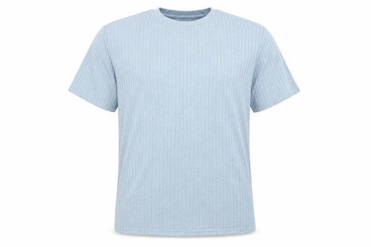 Front view of Brave Soul Men's Blue Short Sleeve Crew Neck Cotton T-Shirt, size M