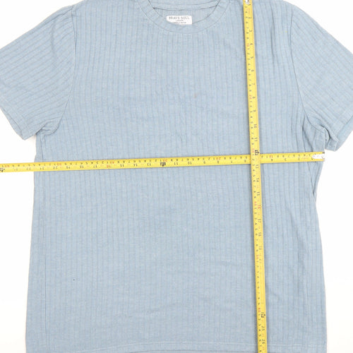 Brave Soul Men's Blue Short Sleeve Crew Neck Cotton T-Shirt Size M