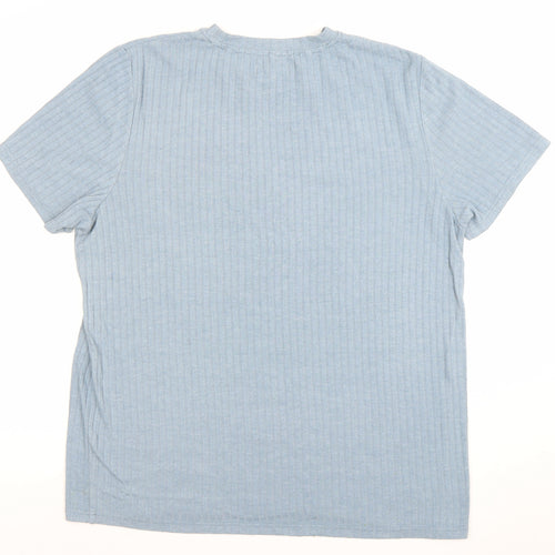 Brave Soul Men's Blue Short Sleeve Crew Neck Cotton T-Shirt Size M