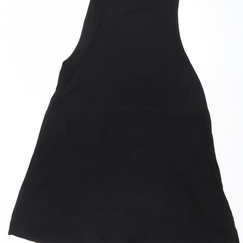 Topshop Women's Black Size 14 Sleeveless A-Line Knee Length Dress