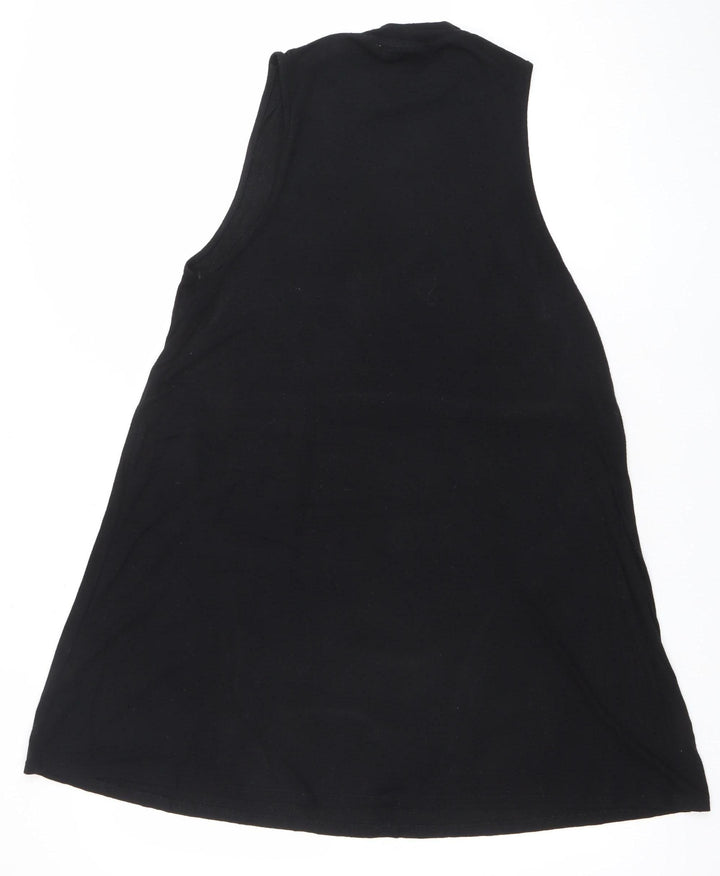 Topshop Women's Black Size 14 Sleeveless A-Line Knee Length Dress