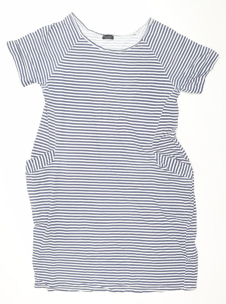 Luca Vanucci Women’s Blue Striped Cotton Shift Dress M