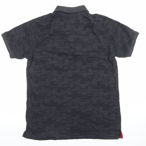 Spunk Men's Black Geometric Cotton Blend Polo Shirt L Athletic Fit