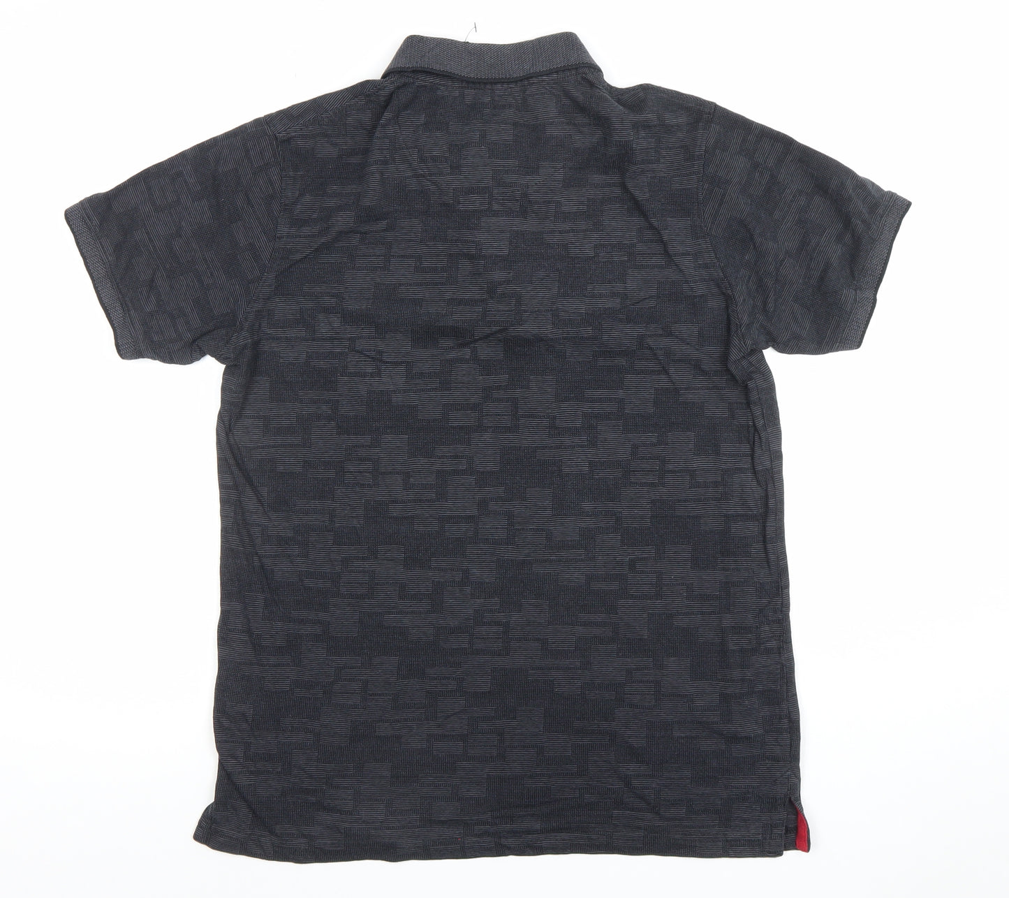 Spunk Men's Black Geometric Cotton Blend Polo Shirt L Athletic Fit
