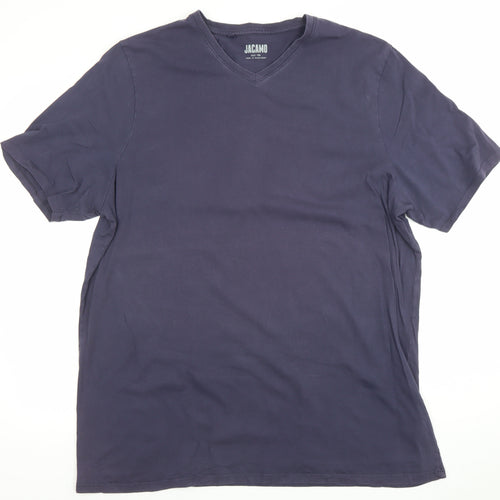 Jacamo Men's Blue 1XL V-Neck Short Sleeve Cotton T-Shirt