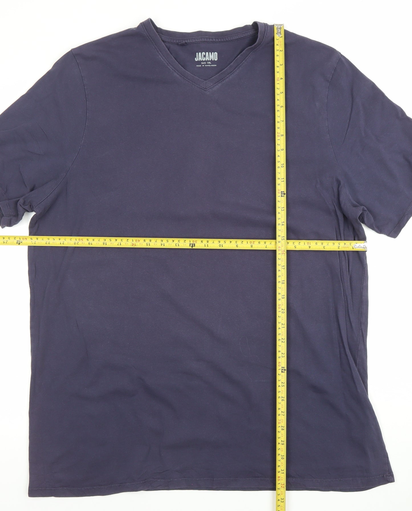 Jacamo Men's Blue 1XL V-Neck Short Sleeve Cotton T-Shirt