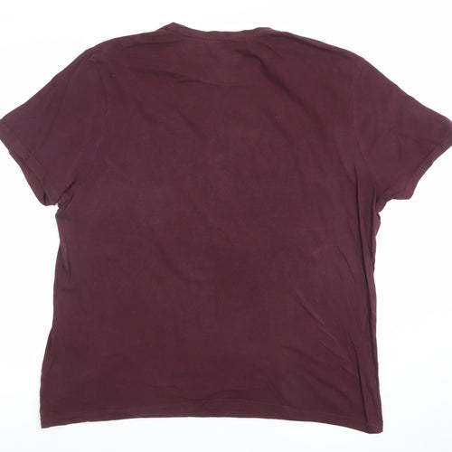 Marks and Spencer Men's Burgundy Graphic 'Just Chillin’' Cotton T-Shirt Size L