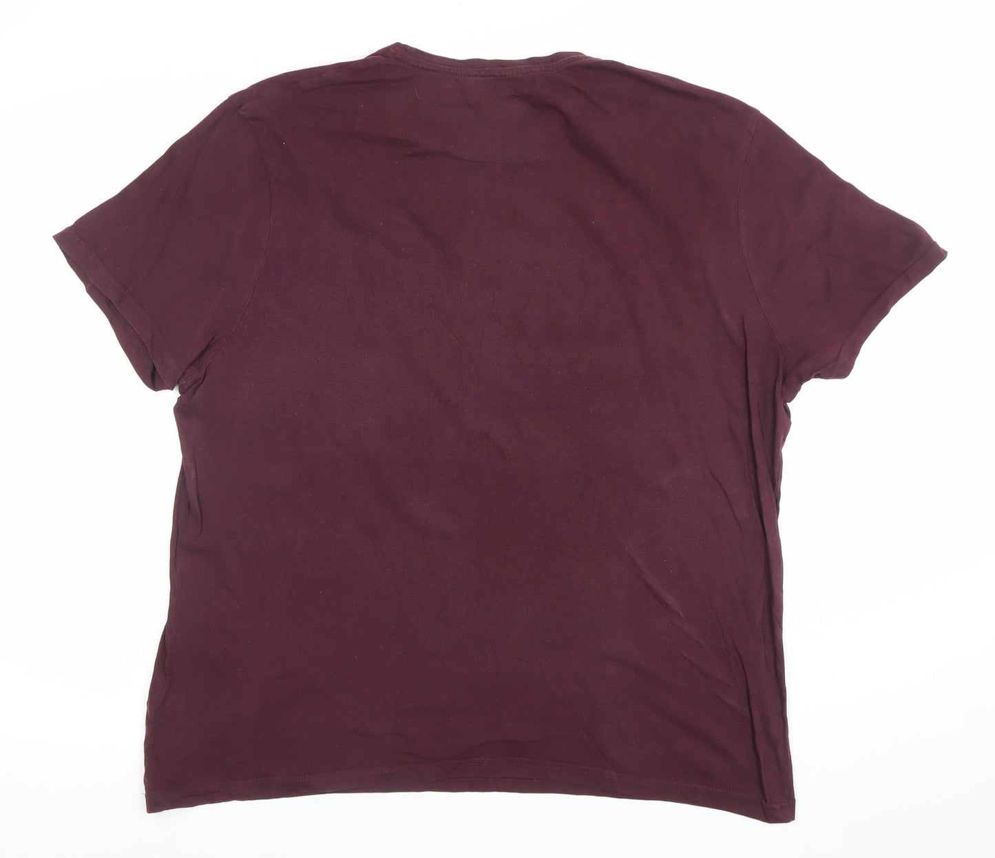 Marks and Spencer Men's Burgundy Graphic 'Just Chillin’' Cotton T-Shirt Size L