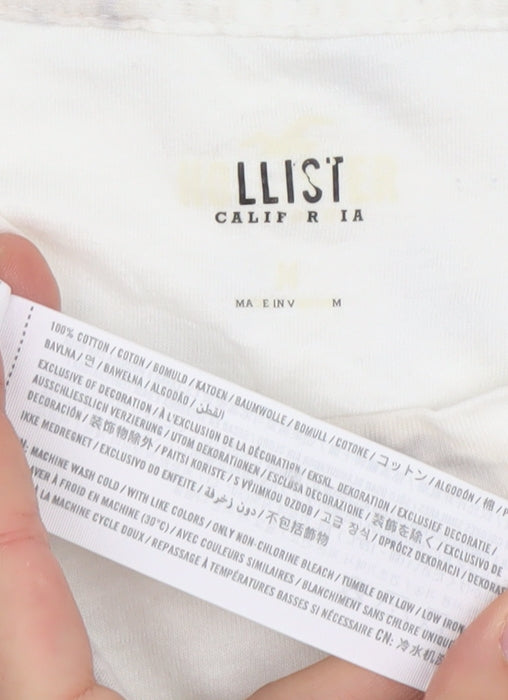 Hollister Men Beige Tie Dye Long Sleeve Crew Neck Cotton T-Shirt M