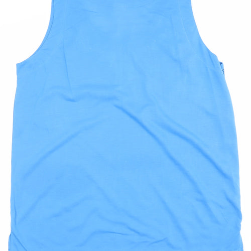 Donna Womens Blue 2XL Sleeveless Embroidered Cotton Blend Tank Top