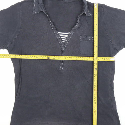Maine New England Women's Blue Cotton Polo Shirt Size 14 Short Sleeve
