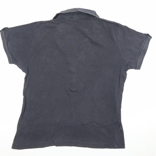 Maine New England Women's Blue Cotton Polo Shirt Size 14 Short Sleeve