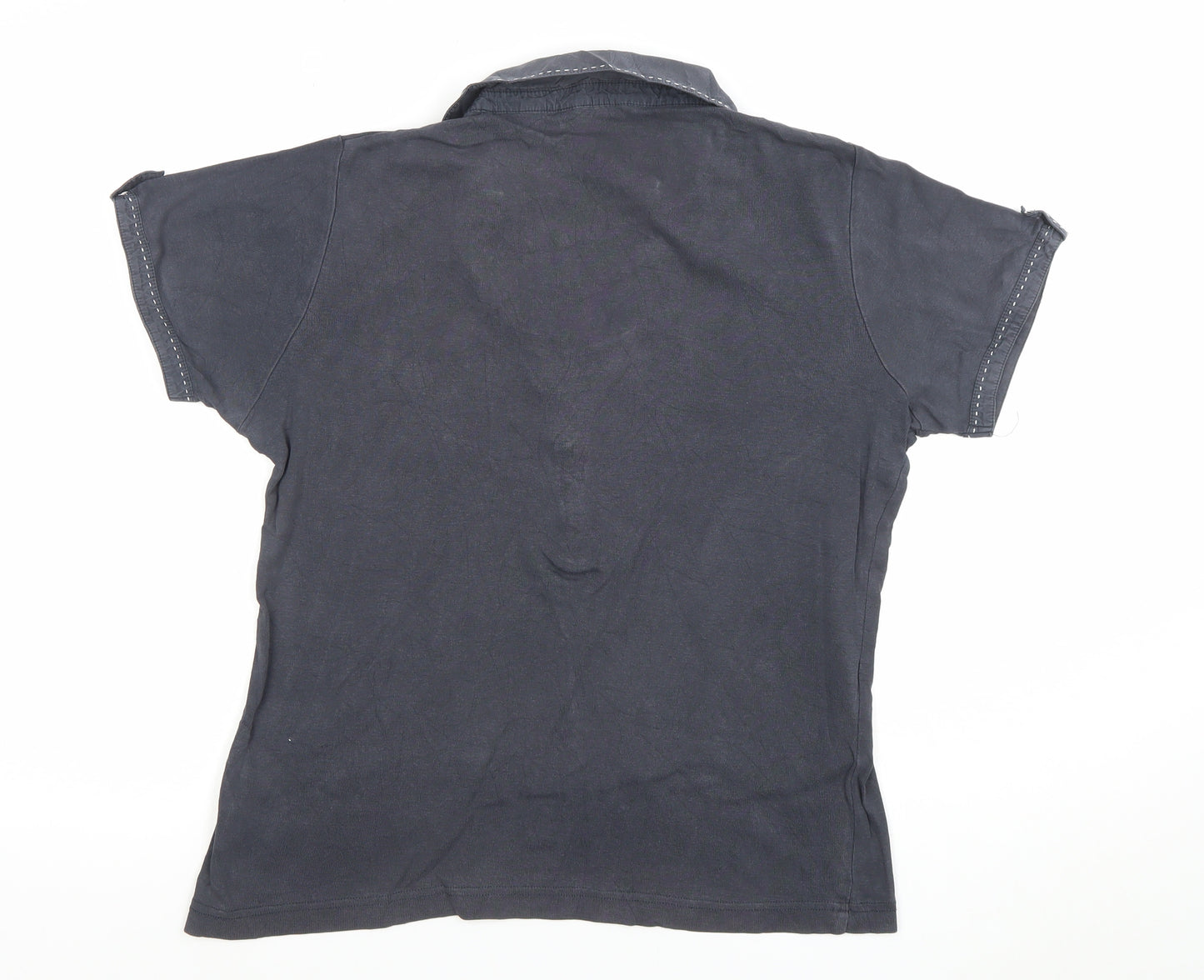 Maine New England Women's Blue Cotton Polo Shirt Size 14 Short Sleeve