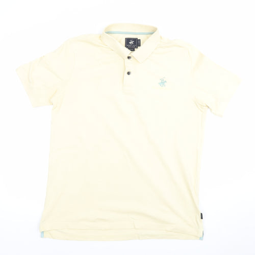 Beverly Hills Polo Club Men's Beige XL Slim Fit Cotton Polo Shirt