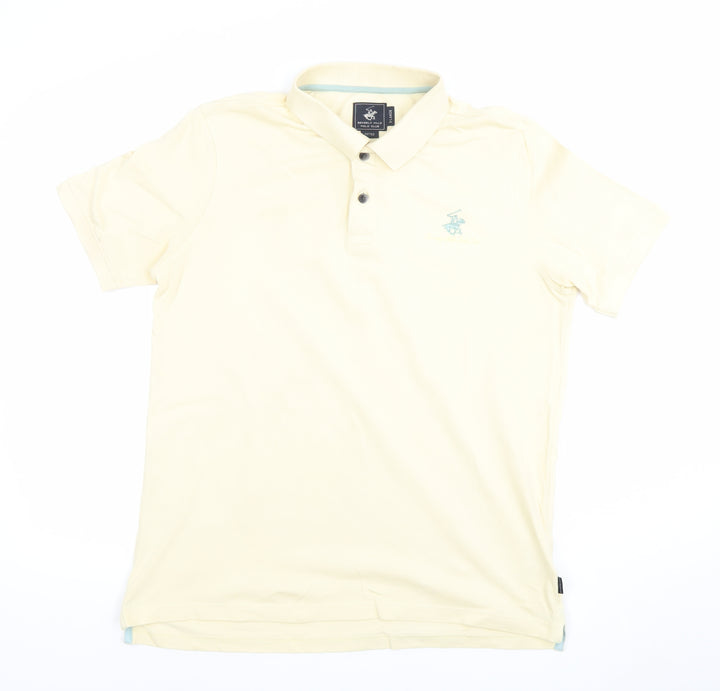 Beverly Hills Polo Club Men's Beige XL Slim Fit Cotton Polo Shirt