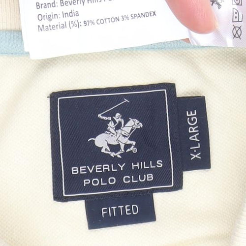 Beverly Hills Polo Club Men's Beige XL Slim Fit Cotton Polo Shirt