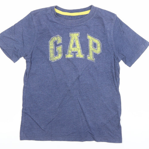 GAP Boys Blue Logo T-Shirt 6-7 Years Short Sleeve Cotton Blend