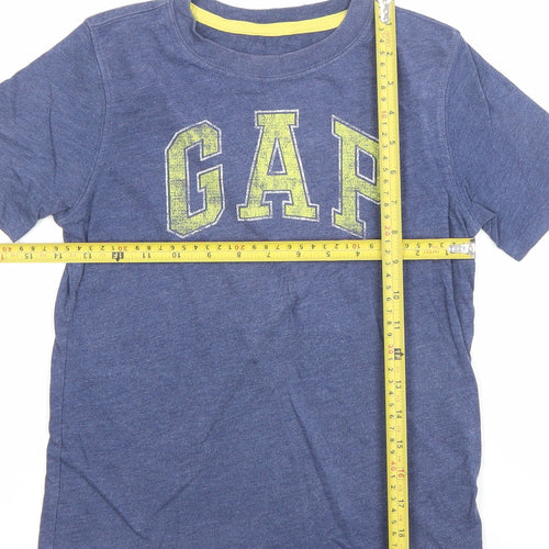 GAP Boys Blue Logo T-Shirt 6-7 Years Short Sleeve Cotton Blend