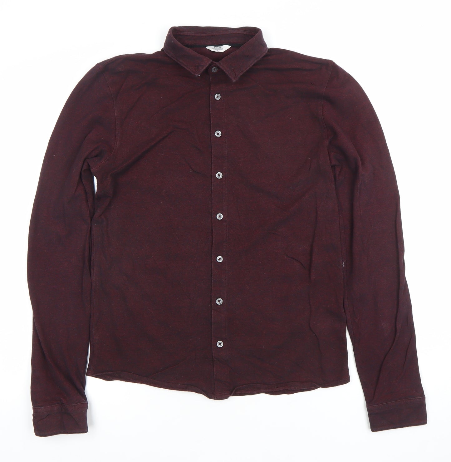 Next Men's Burgundy Long Sleeve Button-Up Shirt Size Small