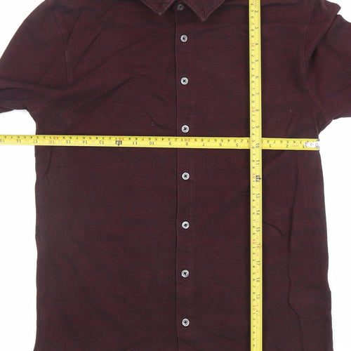 Next Men's Burgundy Long Sleeve Button-Up Shirt Size Small