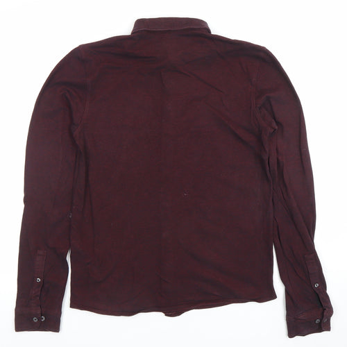 Next Men's Burgundy Long Sleeve Button-Up Shirt Size Small