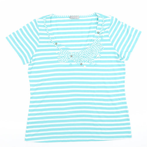 Marks and Spencer Women’s Blue Striped Sequin T-Shirt Size 16