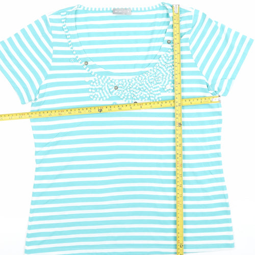 Marks and Spencer Women’s Blue Striped Sequin T-Shirt Size 16