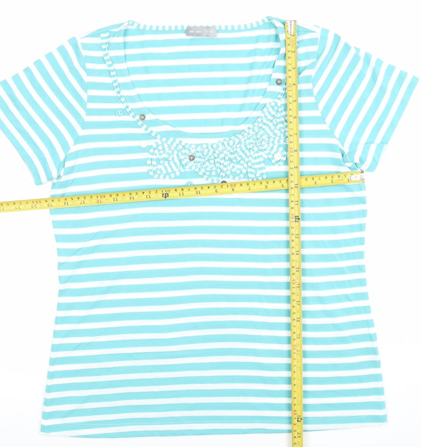 Marks and Spencer Women’s Blue Striped Sequin T-Shirt Size 16