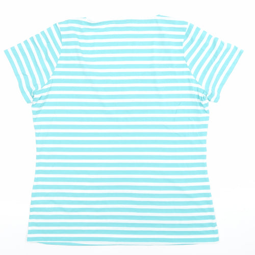 Marks and Spencer Women’s Blue Striped Sequin T-Shirt Size 16