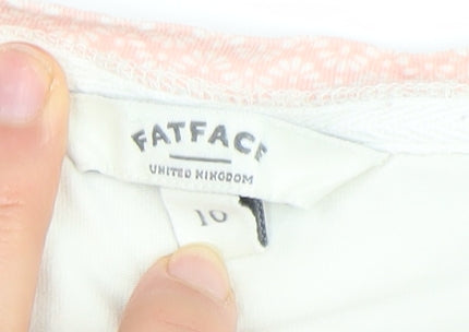 FatFace Women Pink Lace Panel Short Sleeve Cotton T-Shirt Size 10