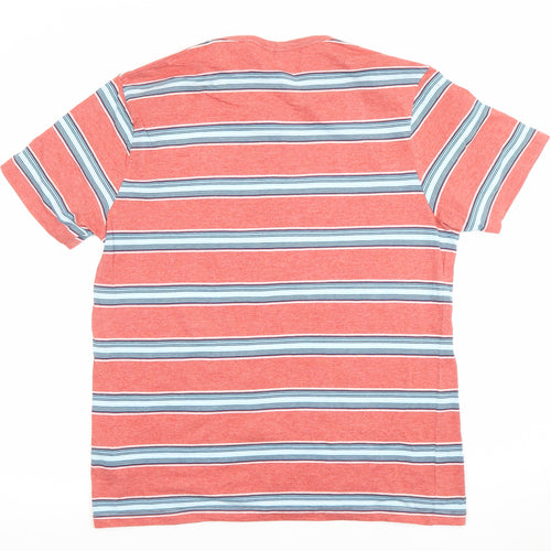 Next Men's Red Striped Cotton Crew Neck Short Sleeve T-Shirt M