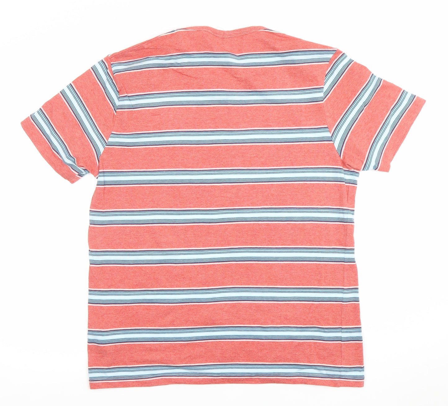 Next Men's Red Striped Cotton Crew Neck Short Sleeve T-Shirt M